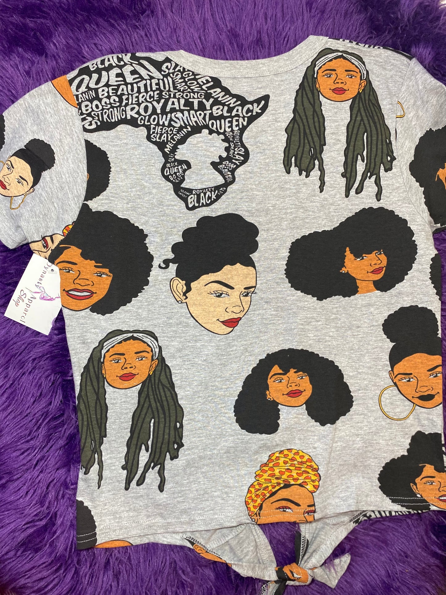 "Afro Queen" Women's Casual Grey Cotton Top Shirt