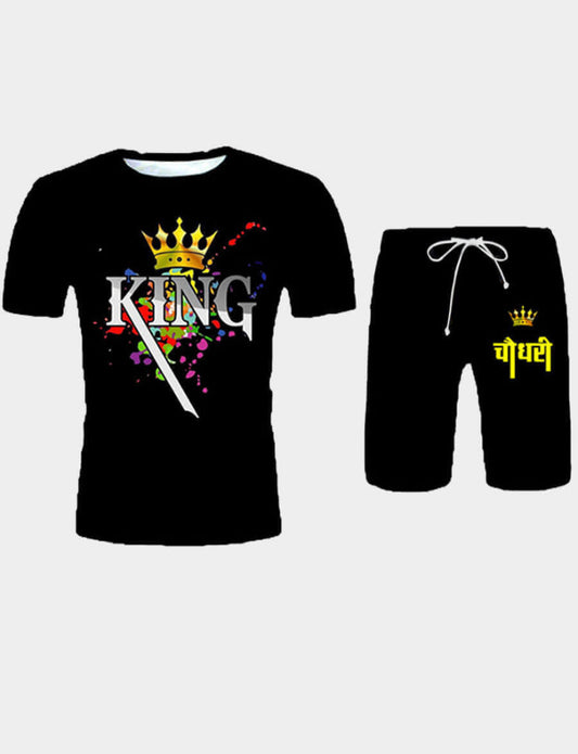 "Fit For a King" Men's two-piece Shirt and Short Set with Pockets