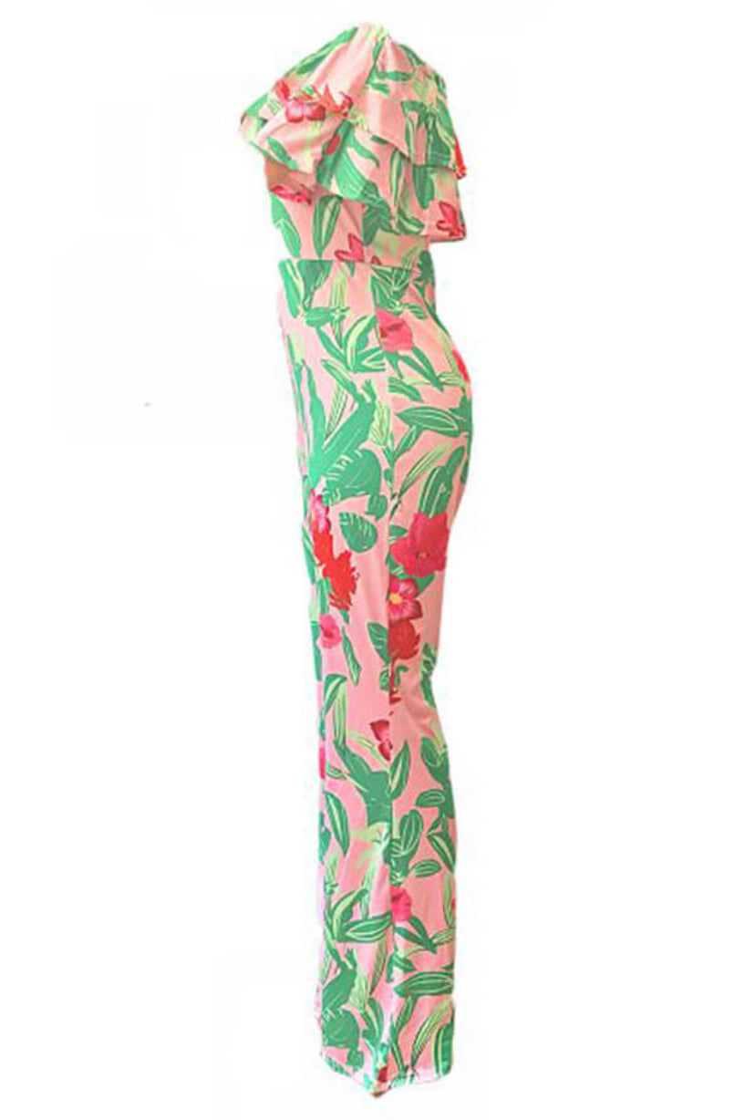 Floral Women's One-Piece Casual Off Shoulder Jumpsuit