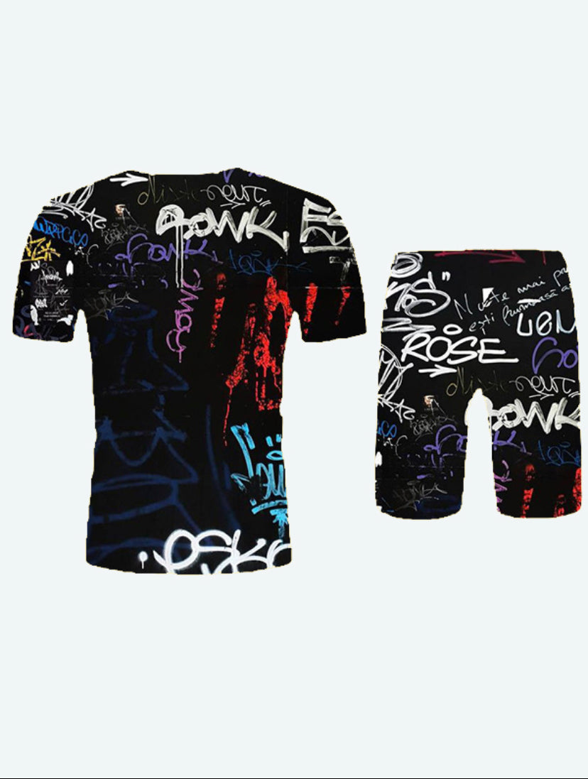 “Graffiti”Men’s 2pc Shorts Set