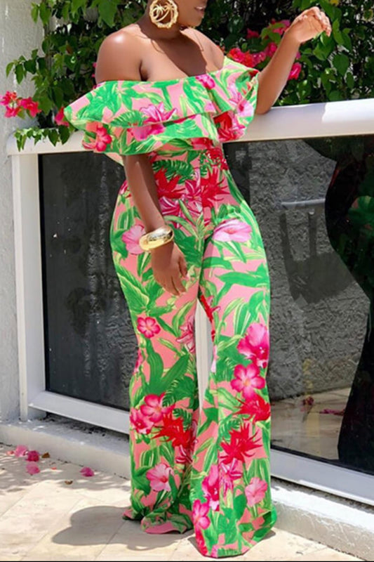Floral Women's One-Piece Casual Off Shoulder Jumpsuit